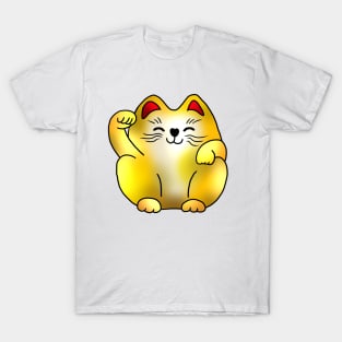 Right paw gold sitting maneki neko lucky cat T-Shirt